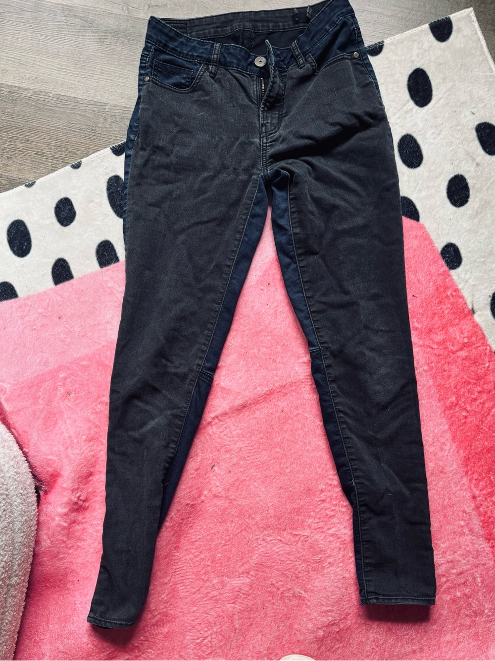 High-Rise Blue/Black Skinny Jeans with Stretch